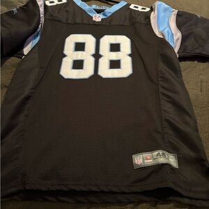 Nike Men's Black and Blue Sports Jersey Panthers Jersey Greg Olsen